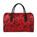 Red Rose Print Leather Duffel Bag