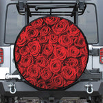 Red Rose Print Leather Spare Tire Cover
