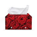Red Rose Print Leather Tissue Box Cover