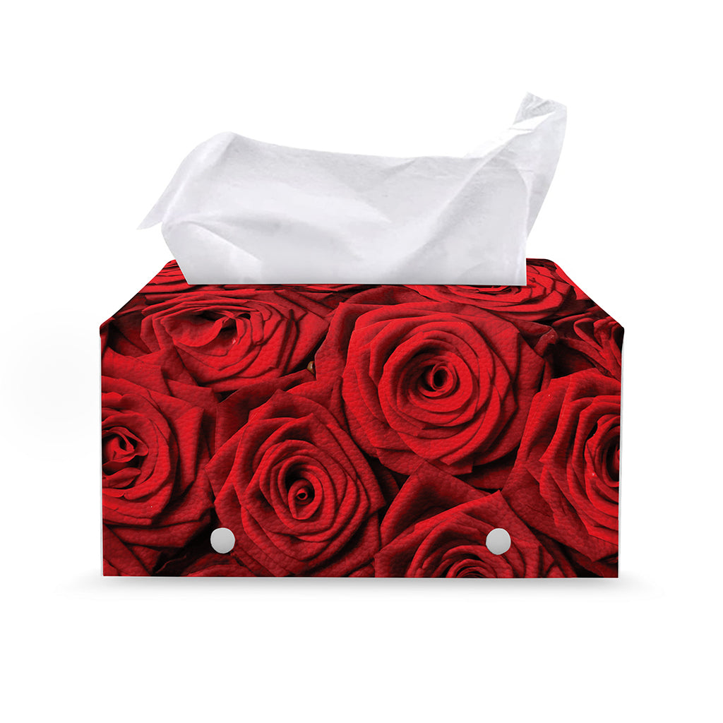 Red Rose Print Leather Tissue Box Cover