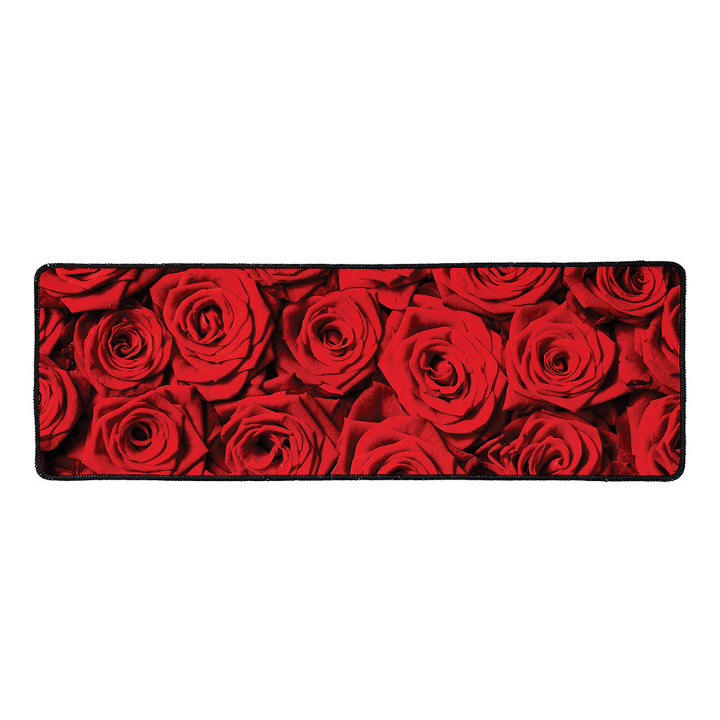 Red Rose Print Long Kitchen Mat