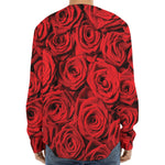 Red Rose Print Long Sleeve Baseball Jersey