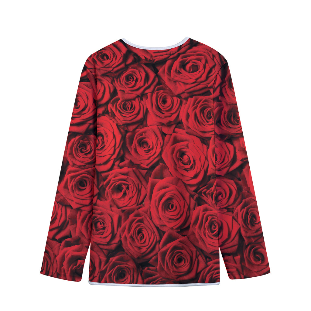 Red Rose Print Long Sleeve Short Coat