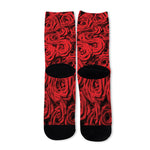 Red Rose Print Long Socks