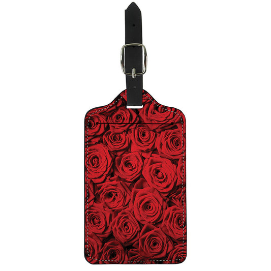 Red Rose Print Luggage Tag