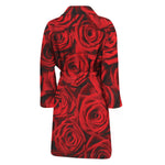 Red Rose Print Men's Bathrobe