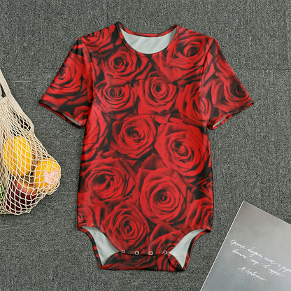 Red Rose Print Men's Bodysuit