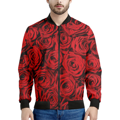 Red Rose Print Men's Bomber Jacket