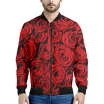 Red Rose Print Men's Bomber Jacket