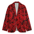 Red Rose Print Men's Cotton Blazer
