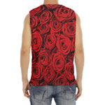 Red Rose Print Men's Fitness Tank Top