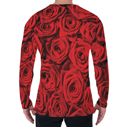 Red Rose Print Men's Long Sleeve T-Shirt