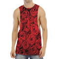 Red Rose Print Men's Muscle Tank Top