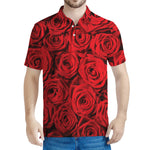 Red Rose Print Men's Polo Shirt