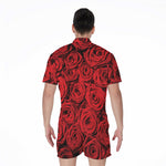 Red Rose Print Men's Rompers