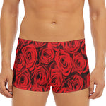 Red Rose Print Men's Short Boxer Briefs