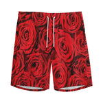 Red Rose Print Men's Sports Shorts