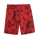 Red Rose Print Men's Sports Shorts
