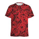 Red Rose Print Men's Sports T-Shirt