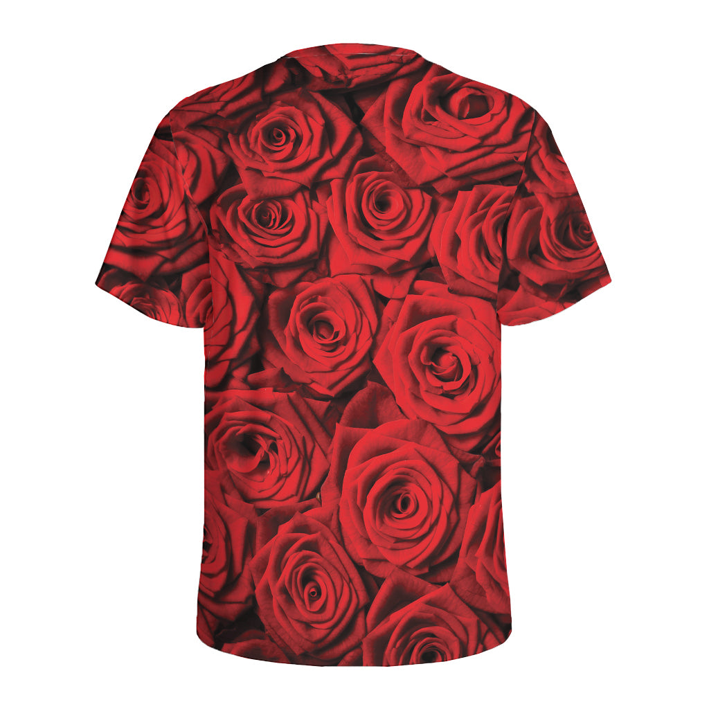 Red Rose Print Men's Sports T-Shirt