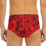Red Rose Print Men's Triangle Swim Briefs