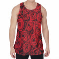Red Rose Print Men's Velvet Tank Top