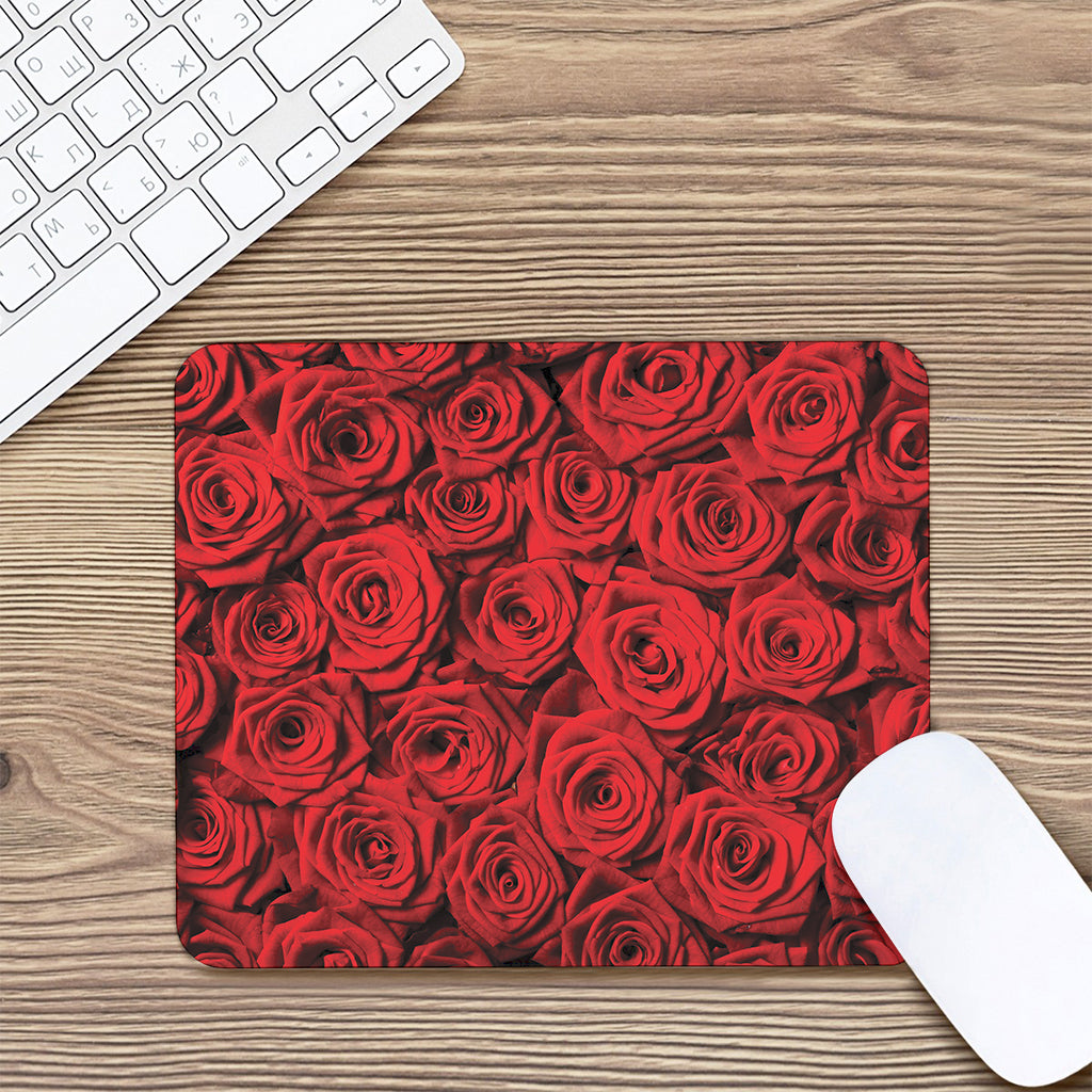 Red Rose Print Mouse Pad