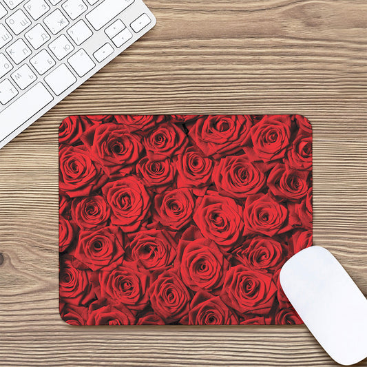 Red Rose Print Mouse Pad
