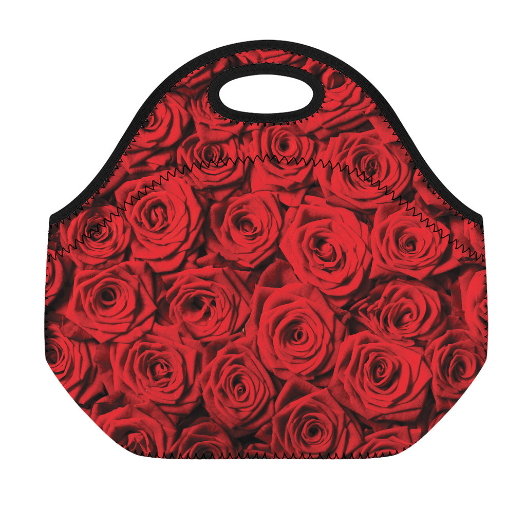 Red Rose Print Neoprene Lunch Bag