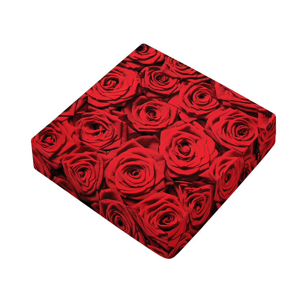 Red Rose Print Outdoor Seat Cushion Cover