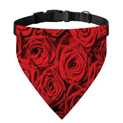 Red Rose Print Over The Collar Dog Bandana