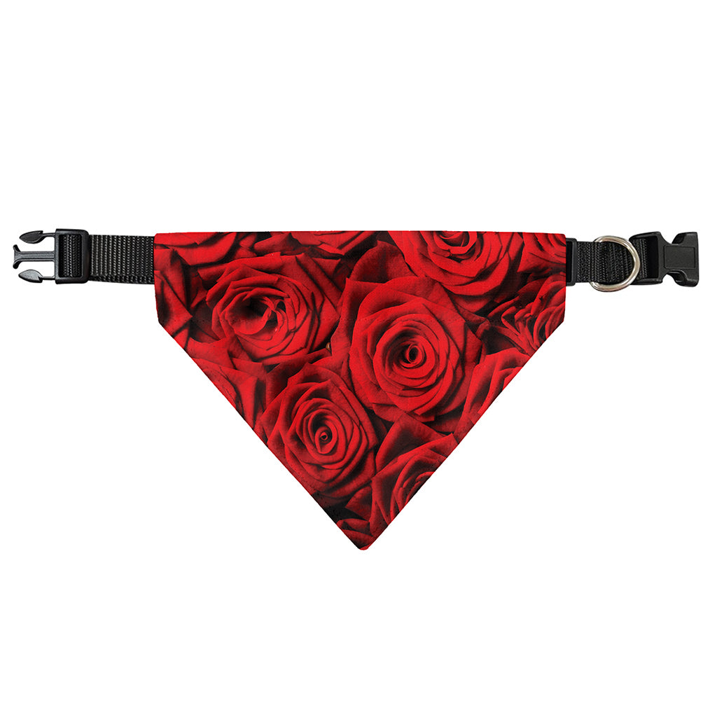 Red Rose Print Over The Collar Dog Bandana