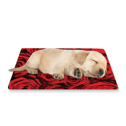 Red Rose Print Pet Cooling Mat Cover