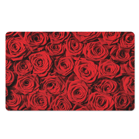 Red Rose Print Polyester Doormat