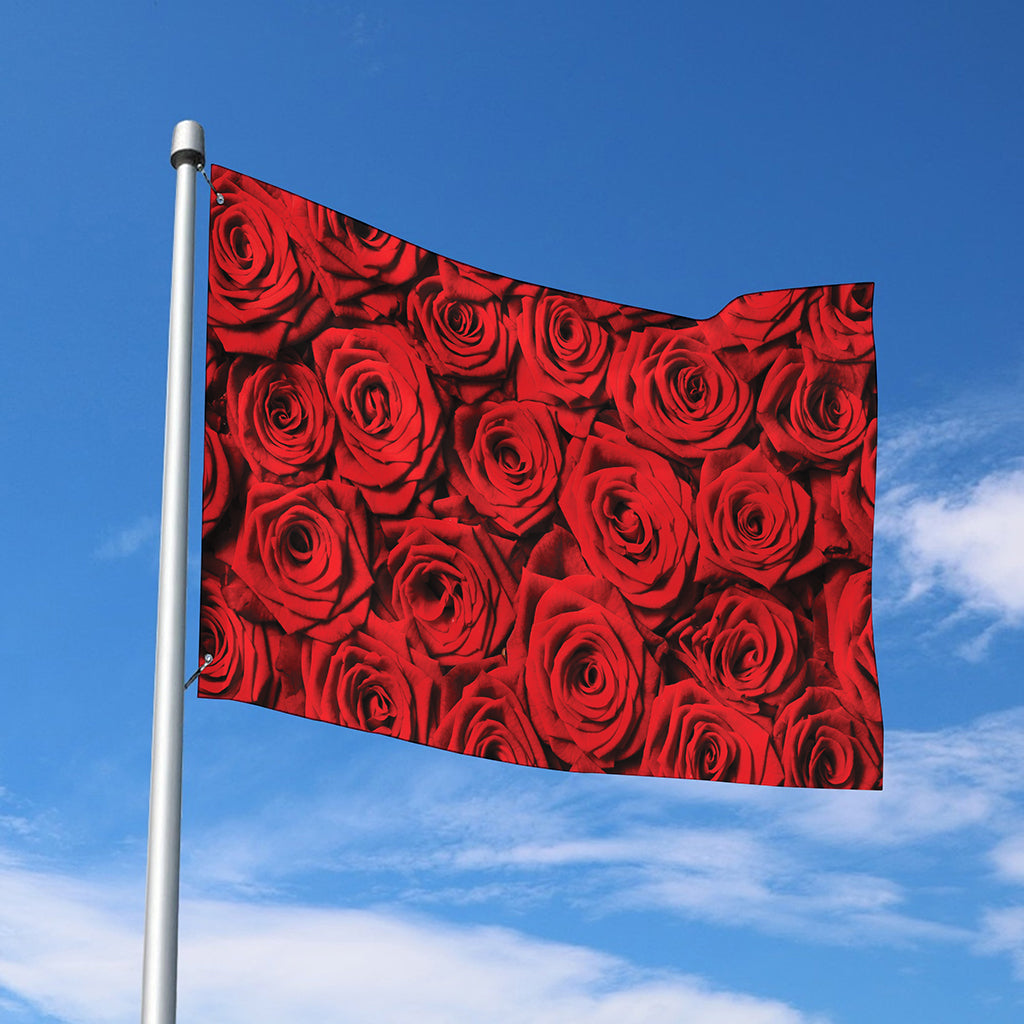 Red Rose Print Polyester Flag