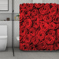 Red Rose Print Polyester Shower Curtain
