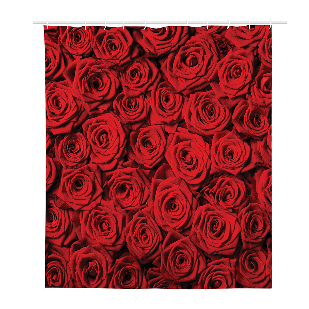 Red Rose Print Polyester Shower Curtain