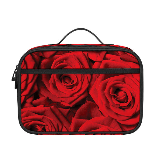 Red Rose Print Portable Lunch Bag