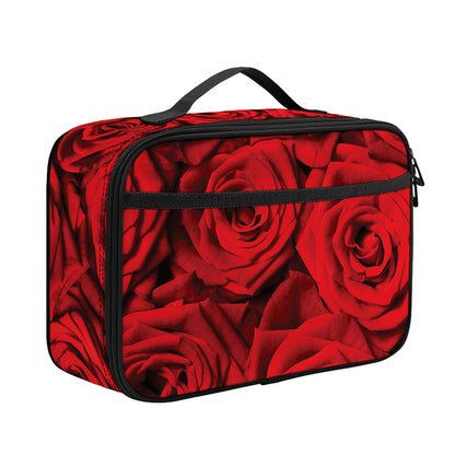 Red Rose Print Portable Lunch Bag