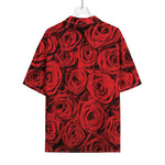 Red Rose Print Rayon Hawaiian Shirt