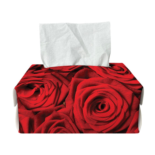 Red Rose Print Rectangle Tissue Box Cover