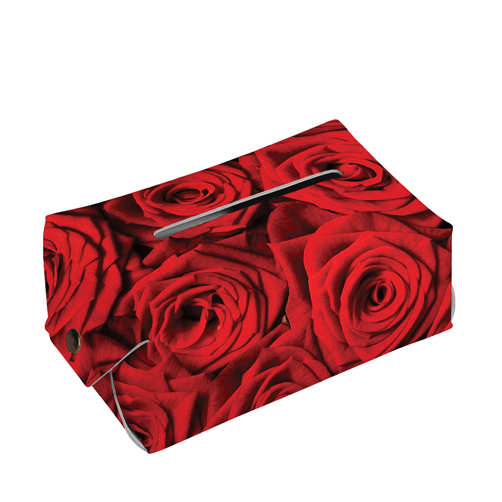 Red Rose Print Rectangle Tissue Box Cover