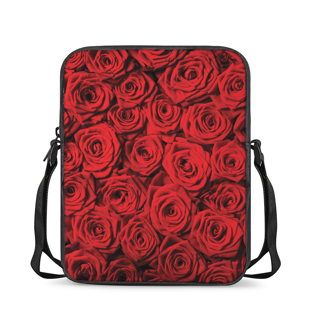 Red Rose Print Rectangular Crossbody Bag