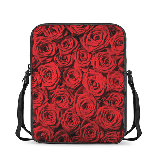Red Rose Print Rectangular Crossbody Bag