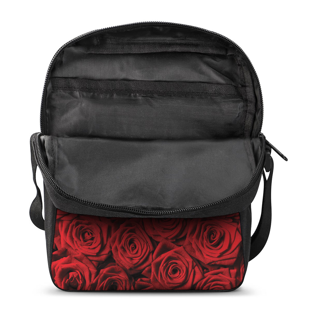 Red Rose Print Rectangular Crossbody Bag