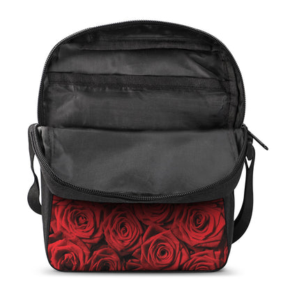 Red Rose Print Rectangular Crossbody Bag