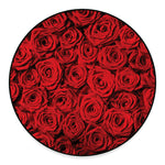 Red Rose Print Round Floor Mat