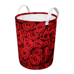 Red Rose Print Round Laundry Basket