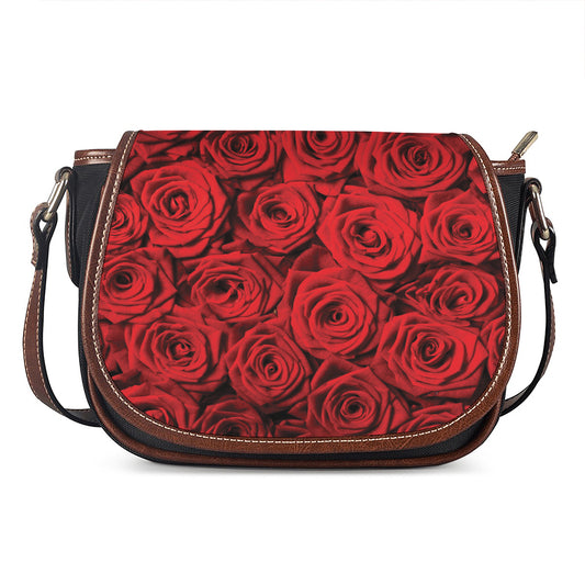 Red Rose Print Saddle Bag