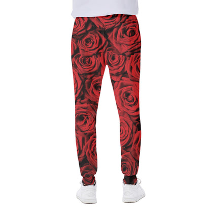 Red Rose Print Scuba Joggers